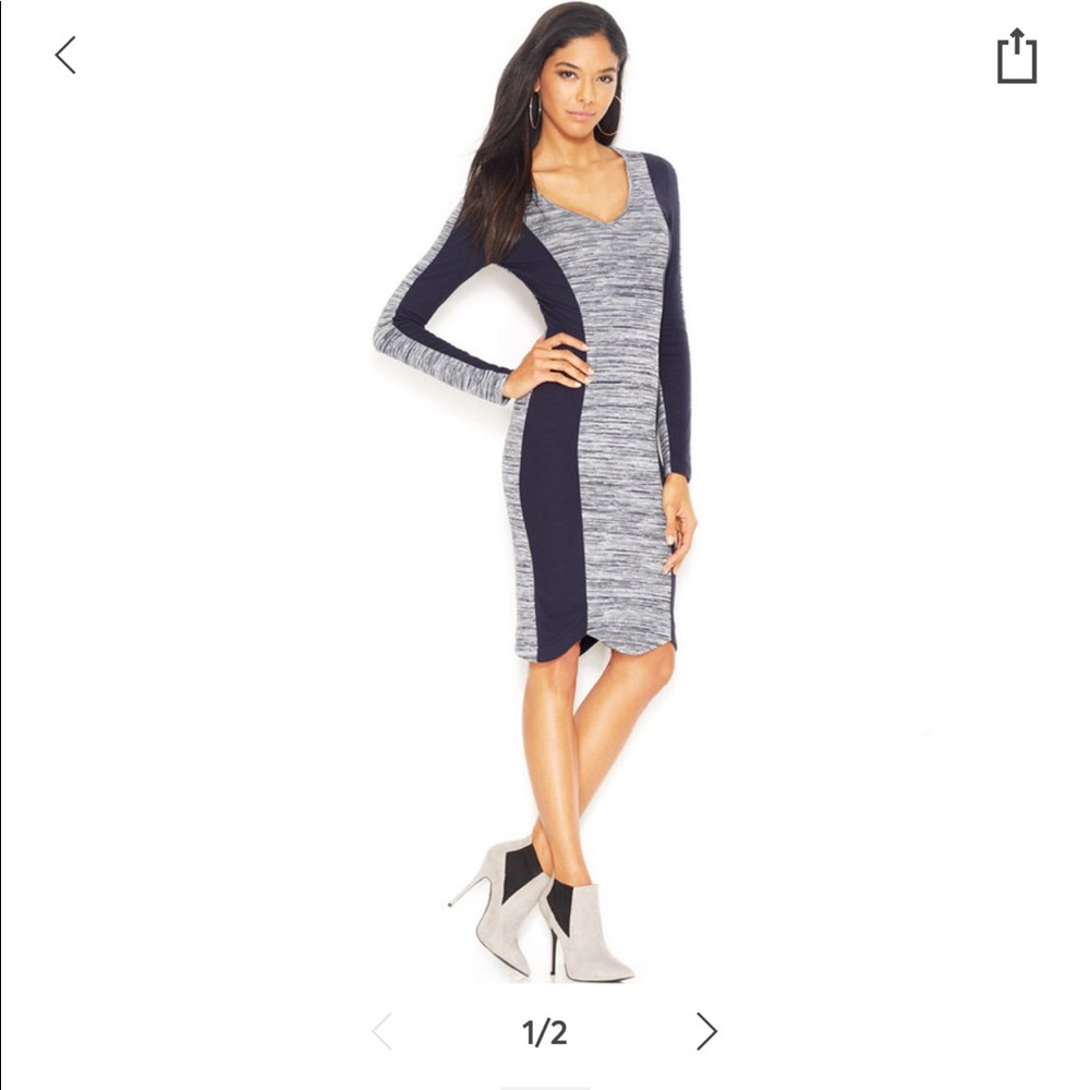 FRENCH CONNECTION LONG SLEEVE PANELED DRESS